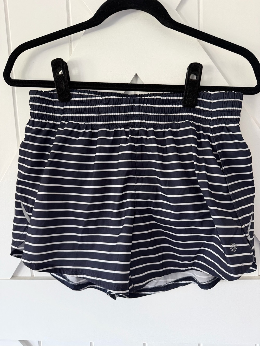Athleta Navy and White Striped Athletic Shorts